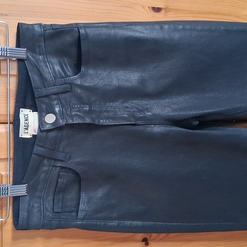 L' Agence Black Slim Raw Hem Goth Retro Pin- Up Cropped Pants Size 27 - Picture 3 of 11